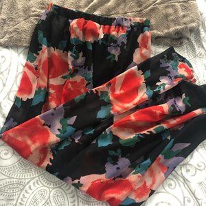 Sheer black high waisted floral maxi skirt